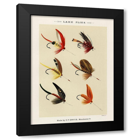 Lake Fishing Flies VI from Favorite Flies and Their Histories Black Modern Wood Framed Art Print by Marbury, Mary Orvis
