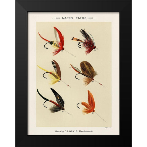 Lake Fishing Flies VI from Favorite Flies and Their Histories Black Modern Wood Framed Art Print by Marbury, Mary Orvis