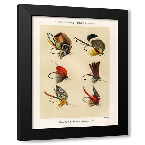 Bass Fishing Flies IX from Favorite Flies and Their Histories Black Modern Wood Framed Art Print by Marbury, Mary Orvis