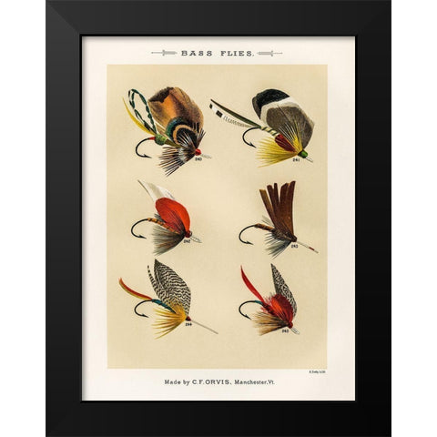 Bass Fishing Flies IX from Favorite Flies and Their Histories Black Modern Wood Framed Art Print by Marbury, Mary Orvis