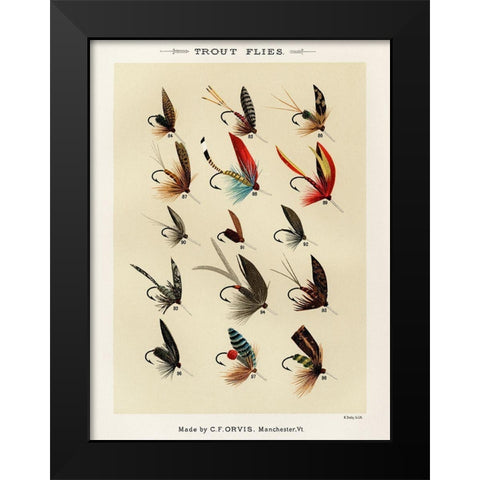 Trout Fishing Flies VI from Favorite Flies and Their Histories Black Modern Wood Framed Art Print by Marbury, Mary Orvis
