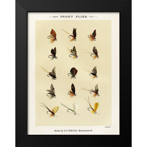 Trout Fishing Flies VII from Favorite Flies and Their Histories Black Modern Wood Framed Art Print by Marbury, Mary Orvis