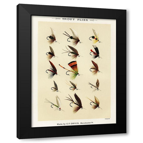 Trout Fishing Flies VIII from Favorite Flies and Their Histories Black Modern Wood Framed Art Print by Marbury, Mary Orvis