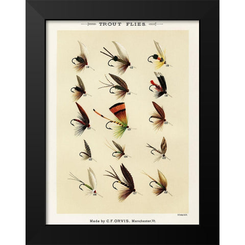 Trout Fishing Flies VIII from Favorite Flies and Their Histories Black Modern Wood Framed Art Print by Marbury, Mary Orvis
