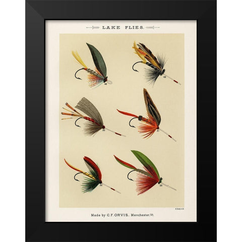 Lake Fishing Flies VII from Favorite Flies and Their Histories Black Modern Wood Framed Art Print by Marbury, Mary Orvis
