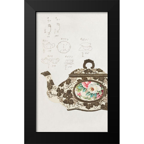 Design for a Noritake Teapot II Black Modern Wood Framed Art Print by Noritake Designs