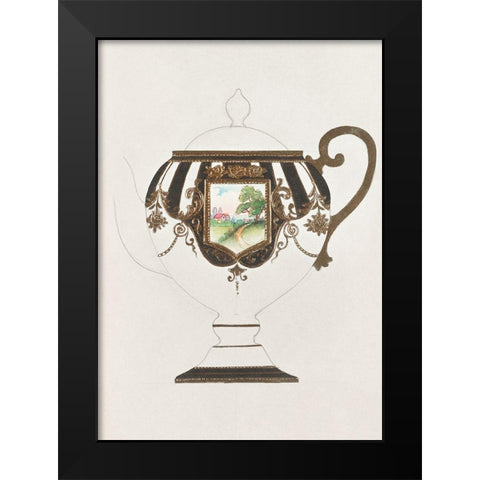 Design for a Noritake Teapot III Black Modern Wood Framed Art Print by Noritake Designs
