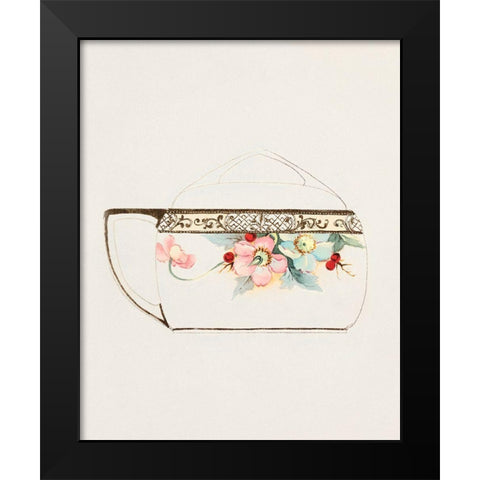 Design for a Noritake Teacup II Black Modern Wood Framed Art Print by Noritake Designs