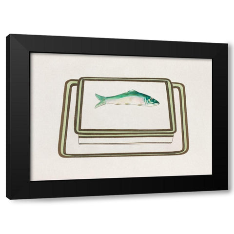 Fish Design for a Noritake Box I Black Modern Wood Framed Art Print by Noritake Designs