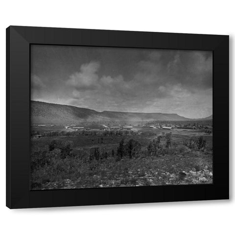Distant view of Camp Apache-Arizona Black Modern Wood Framed Art Print with Double Matting by OSullivan, Timothy H