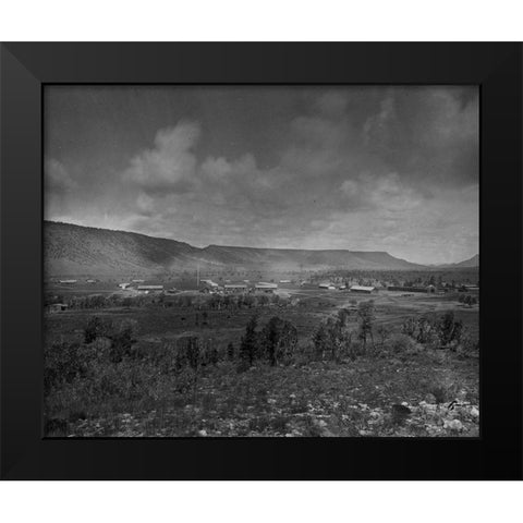Distant view of Camp Apache-Arizona Black Modern Wood Framed Art Print by OSullivan, Timothy H