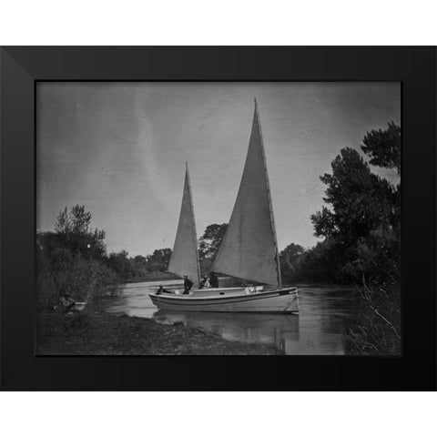 Expedition boat-Truckee River-California Black Modern Wood Framed Art Print by OSullivan, Timothy H