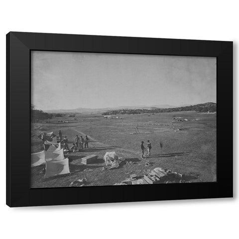 Survey camp near Fort Wingate-New Mexico 1873 Black Modern Wood Framed Art Print with Double Matting by OSullivan, Timothy H