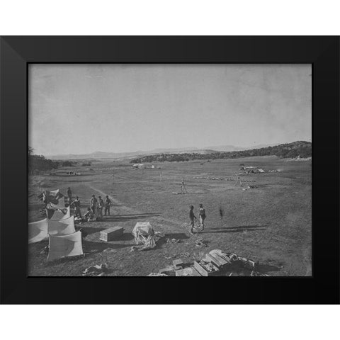 Survey camp near Fort Wingate-New Mexico 1873 Black Modern Wood Framed Art Print by OSullivan, Timothy H