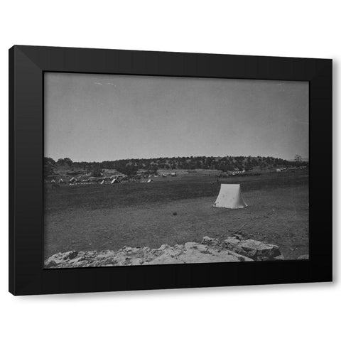 Survey camp near Fort Wingate-New Mexico 1874 Black Modern Wood Framed Art Print with Double Matting by OSullivan, Timothy H