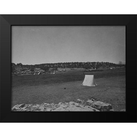 Survey camp near Fort Wingate-New Mexico 1874 Black Modern Wood Framed Art Print by OSullivan, Timothy H