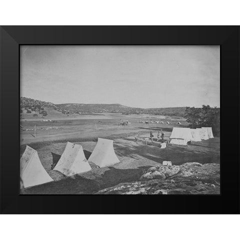 Survey camp near Fort Wingate-New Mexico 1875 Black Modern Wood Framed Art Print by OSullivan, Timothy H