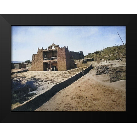 Old Mission Church-Zuni Pueblo-New Mexico Color Black Modern Wood Framed Art Print by OSullivan, Timothy H