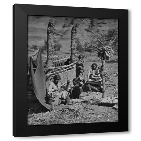 Aboriginal life among the Navajoe Indians. Near old Fort Defiance-New Mexico Black Modern Wood Framed Art Print with Double Matting by OSullivan, Timothy H
