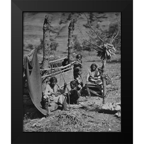 Aboriginal life among the Navajoe Indians. Near old Fort Defiance-New Mexico Black Modern Wood Framed Art Print by OSullivan, Timothy H
