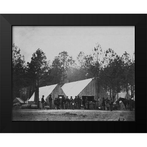 Commissary Department-Head-Quarters-Army of the Potomac Black Modern Wood Framed Art Print by OSullivan, Timothy H