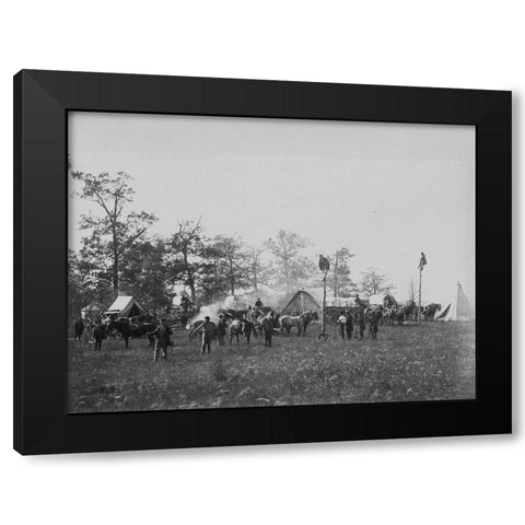 U.S. Military telegraph construction corps Black Modern Wood Framed Art Print by OSullivan, Timothy H