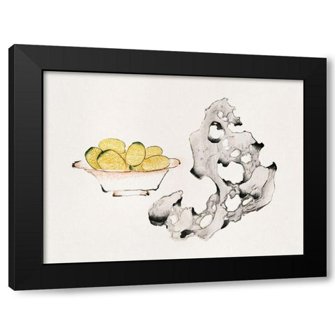 Page from Shi Zhu Zhai Fruit Bowl Black Modern Wood Framed Art Print with Double Matting by Zhengyan, Hu