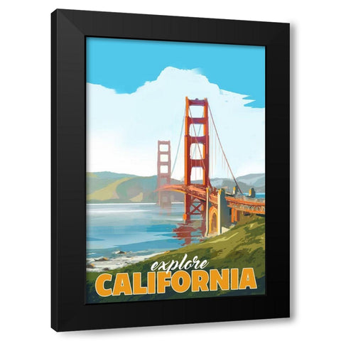 California Black Modern Wood Framed Art Print with Double Matting by East Coast Licensing