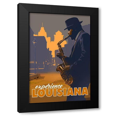 Louisiana Black Modern Wood Framed Art Print with Double Matting by East Coast Licensing