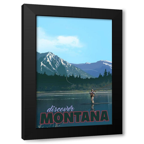 Montana Black Modern Wood Framed Art Print with Double Matting by East Coast Licensing