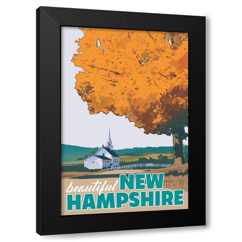 New Hampshire Black Modern Wood Framed Art Print with Double Matting by East Coast Licensing
