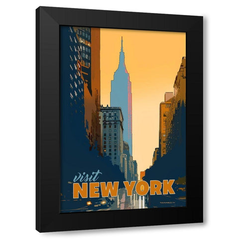 New York Black Modern Wood Framed Art Print with Double Matting by East Coast Licensing