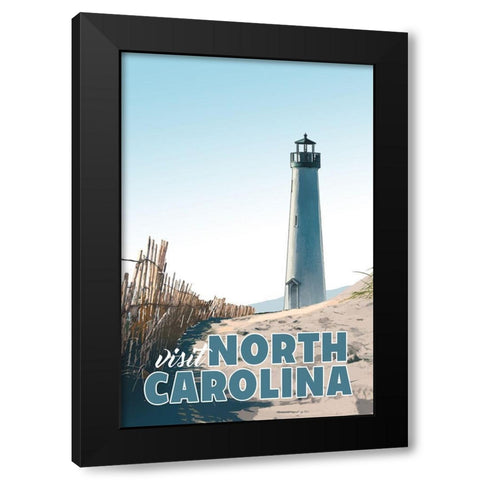 North Carolina Black Modern Wood Framed Art Print with Double Matting by East Coast Licensing
