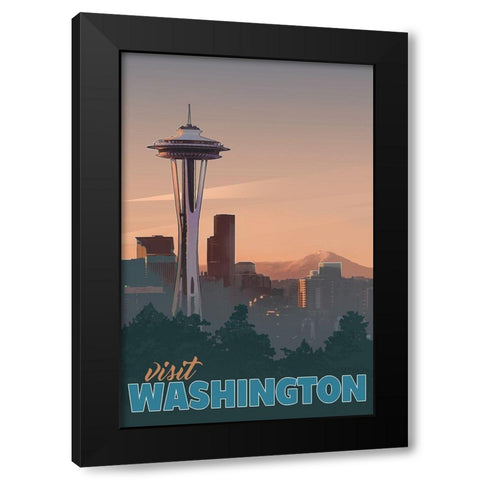 Washington Black Modern Wood Framed Art Print with Double Matting by East Coast Licensing