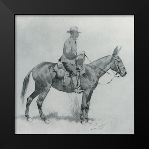 A Packer-Sketch Black Modern Wood Framed Art Print by Remington, Frederic