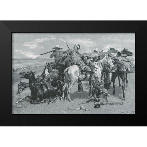 An Episode in the Opening Up of a Cattle Country-Sketch Black Modern Wood Framed Art Print by Remington, Frederic