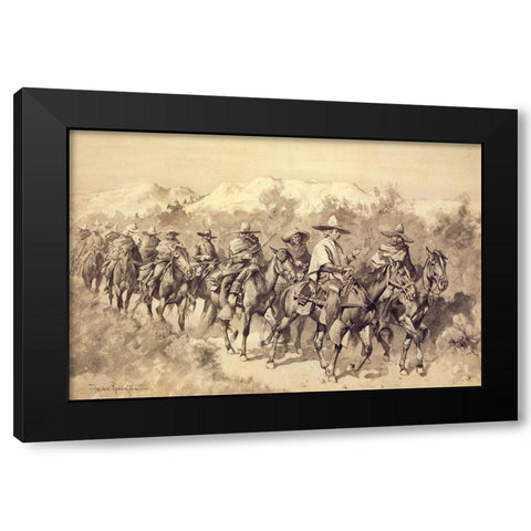 Caballeros Black Modern Wood Framed Art Print by Remington, Frederic