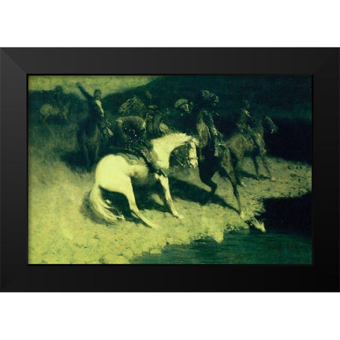 Fired On Black Modern Wood Framed Art Print by Remington, Frederic