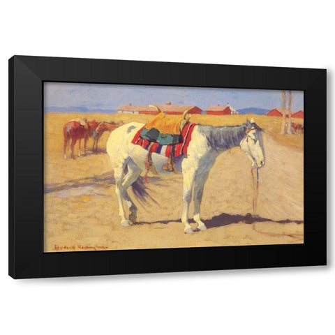 Fort Sill Oklahoma Black Modern Wood Framed Art Print with Double Matting by Remington, Frederic