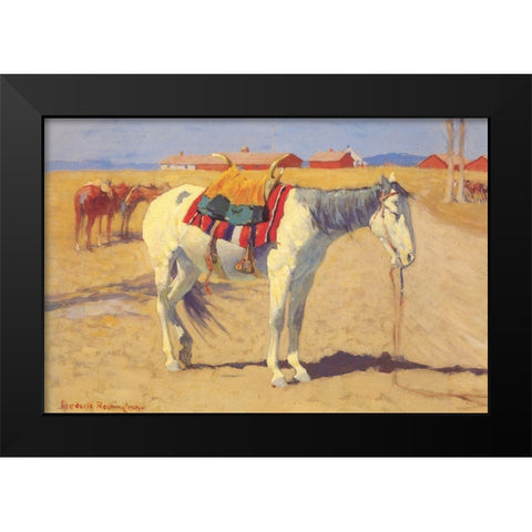 Fort Sill Oklahoma Black Modern Wood Framed Art Print by Remington, Frederic