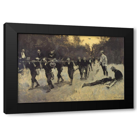 On the San Juan Road Black Modern Wood Framed Art Print with Double Matting by Remington, Frederic