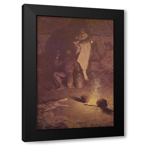 The Guard of the Whiskey Trader Black Modern Wood Framed Art Print by Remington, Frederic