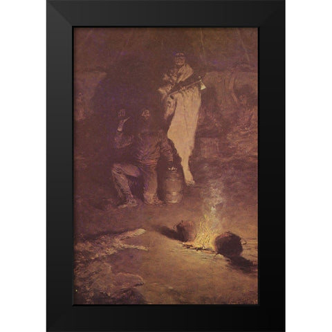 The Guard of the Whiskey Trader Black Modern Wood Framed Art Print by Remington, Frederic