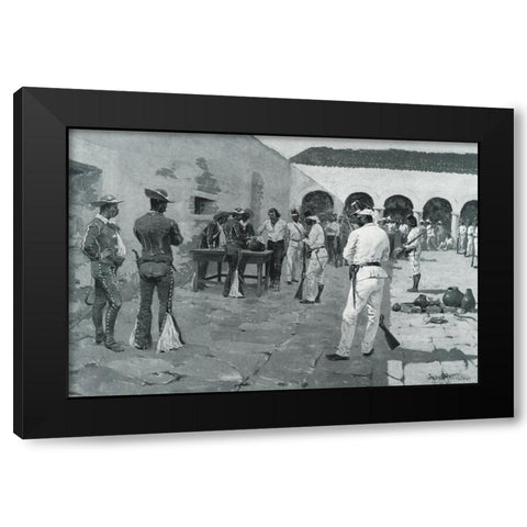 The Mier Expedition-Sketch Black Modern Wood Framed Art Print with Double Matting by Remington, Frederic