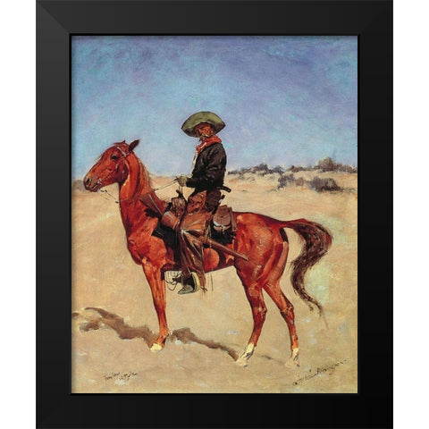 The Puncher  Black Modern Wood Framed Art Print by Remington, Frederic