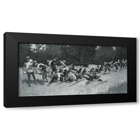 The Scream of Shrapnel-Sketch Black Modern Wood Framed Art Print by Remington, Frederic