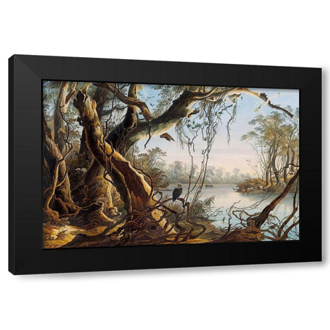 Mouth of Fox River Indiana Black Modern Wood Framed Art Print by Bodmer, Karl