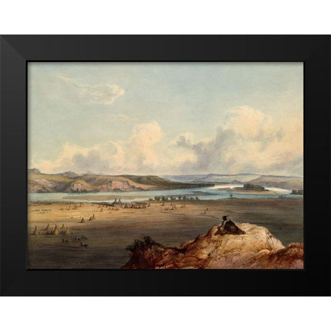 The Trading post Fort Pierre in present South Dakota Black Modern Wood Framed Art Print by Bodmer, Karl