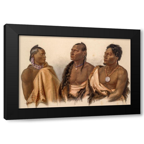 Missouria Indian-Otoe Indian and Puncas Chief Black Modern Wood Framed Art Print with Double Matting by Bodmer, Karl
