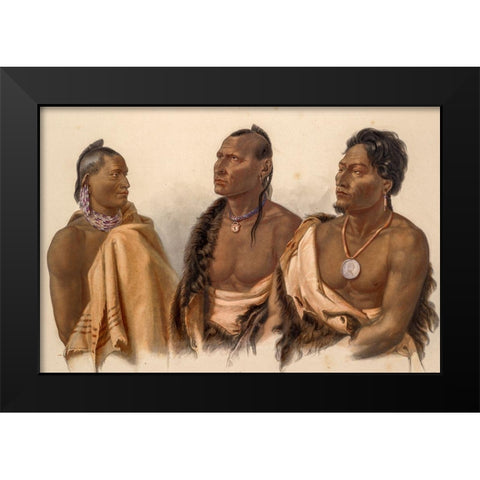Missouria Indian-Otoe Indian and Puncas Chief Black Modern Wood Framed Art Print by Bodmer, Karl